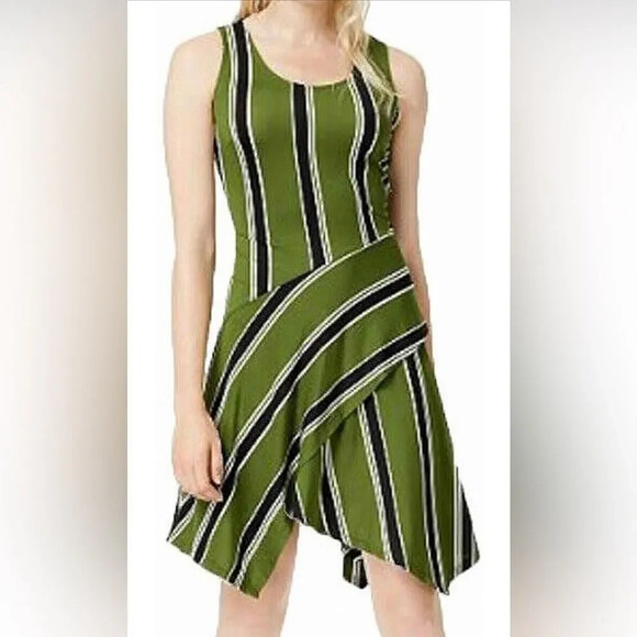 bar III Medium Handkerchief Hem Shift Dress mirrorstripe - Picture 1 of 7